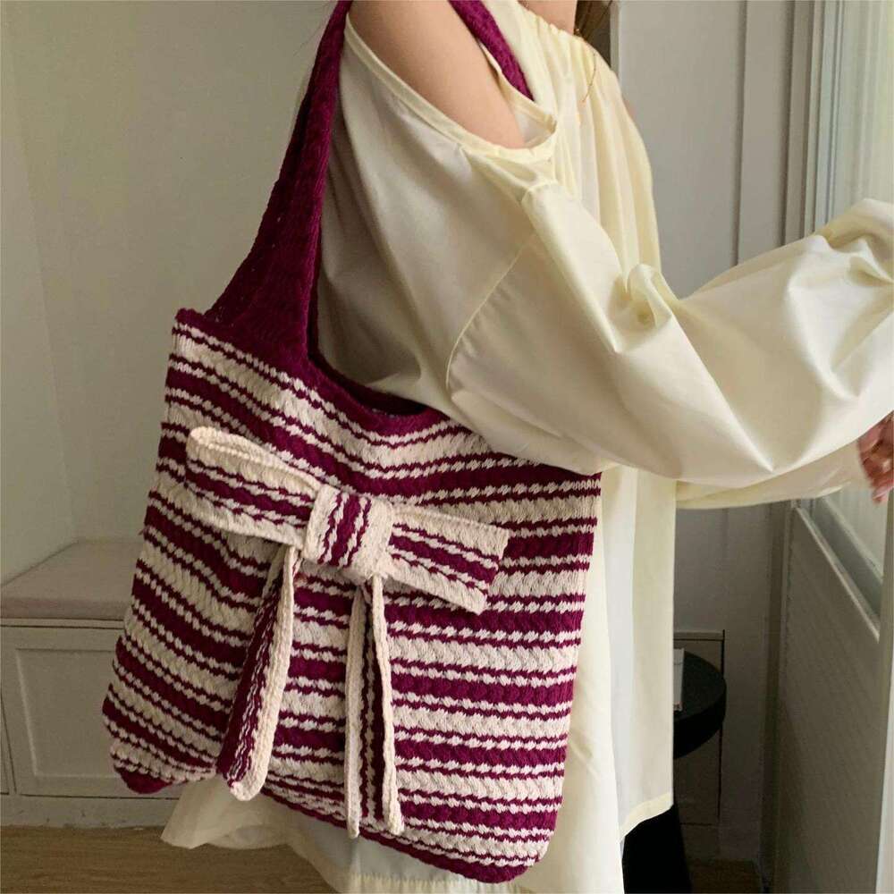 Large Capacity Knitted For Women New Autumn Korean Style Simple Shoulder Crossbody Bag Internet Celebrity High-Value Handbag B5