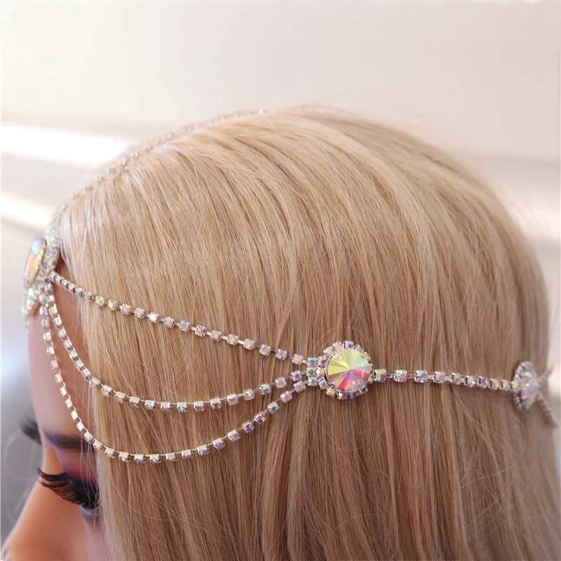 Bohemian Fashion Vintage Head Chain Forehead Headband Women Rhinestone FringeHead Tiara Bridal Wedding Hair Accessories Jewelry Z250605