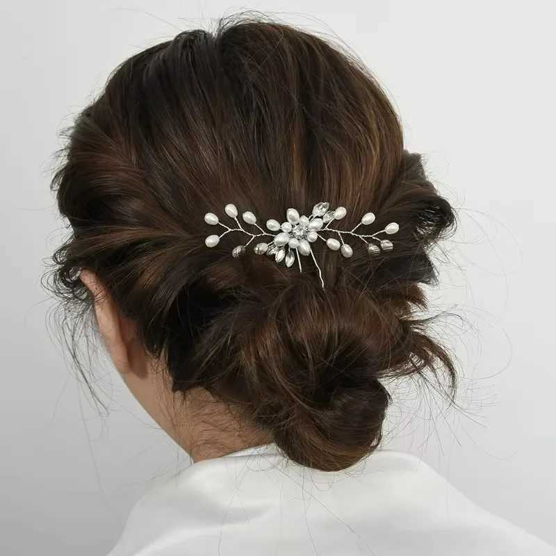 Elegant Pearl Crystal Hairpin Wedding Bridal U-shaped Metal Hair Comb Forks Hairstyle Clips Jewelry Accessories Design Tools Z250605
