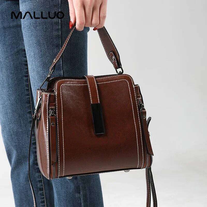 Designer Bags 2025 Women Cow Leather Shoulder Bags Lady Cowhide Designer Handbag Female Fashion Retro Crossbody Bag For Ladies Bucket Totes Luxury Bag