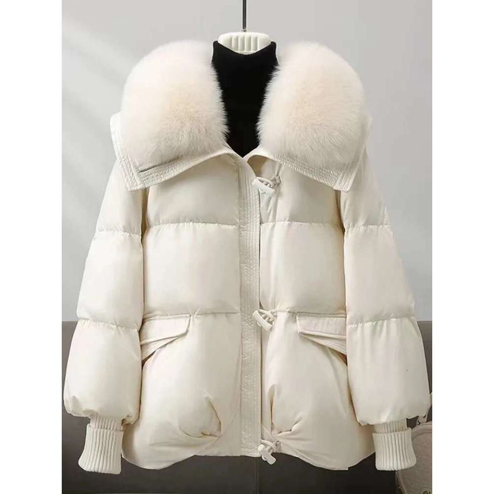 New Winter Warm Fur Collar Parkas Cold Women's Clothing Puffer Jacket Thick Short Coat Streetwear Pockets Long Sleeve Tops Mujer
