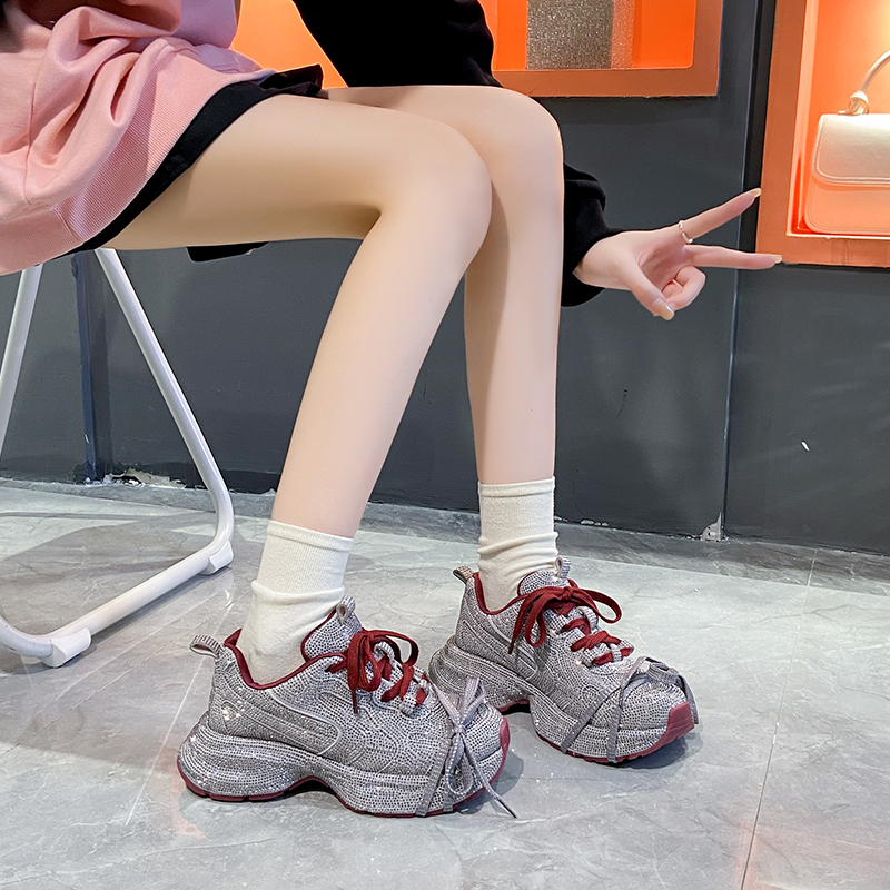 Fashion Luxury Diamond Thick soled Sneakers Shining Designer Leopard Pattern Casual Shoes Zebra Striped Running Shoes Casual 5cm Platform Sneakers Zap