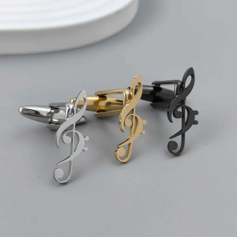 Musical symbol hollow cufflinks gold-plated French shirt cuffs in silver suit accessories black cufflinks mens gifts W250606
