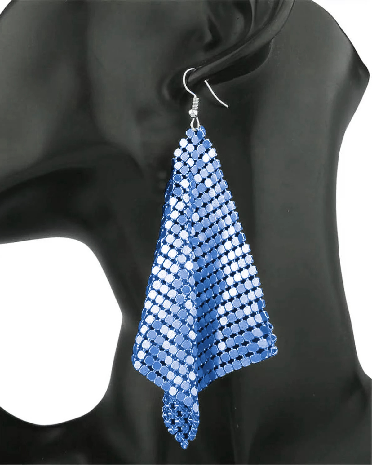 New Arrival Western Inspired Fashionable Metal Sequin Tassel Square Geometric Long Earrings
