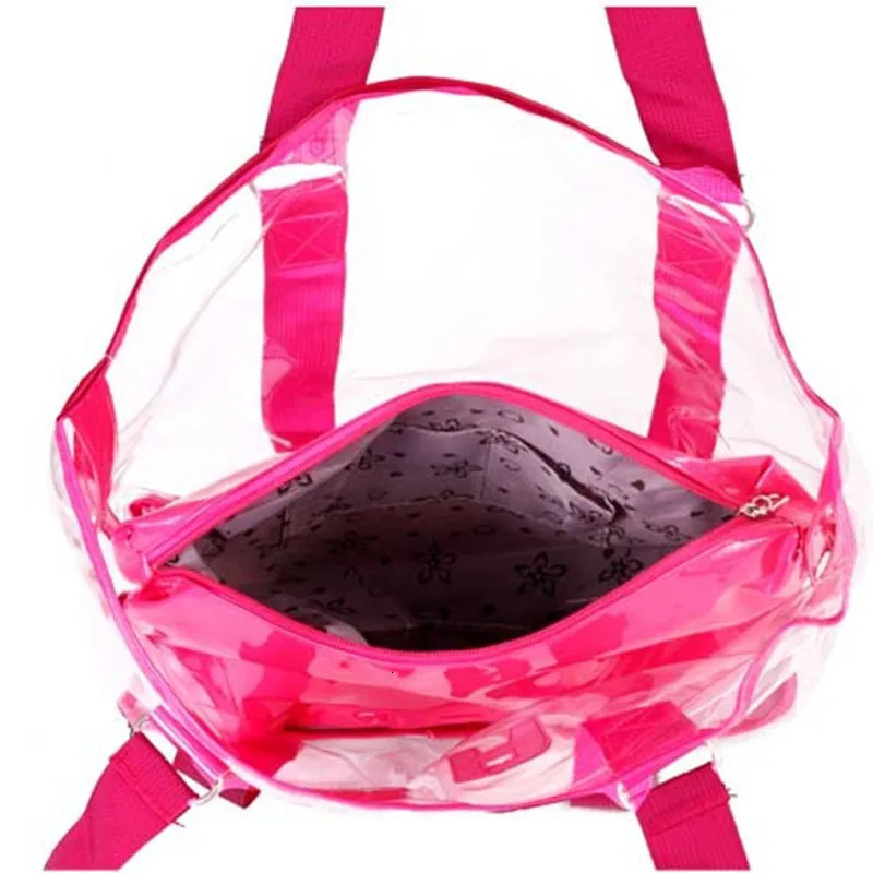Candy color Transparent Bags Summer Package PVC clear Beach Bag Jelly Crystal Shoulder Women Handbag drop 250605