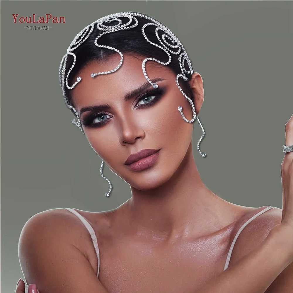 YouLaPan Rhinestone Chain Headband Bridal Wedding Hair Accessories Handmade Irregular Crystal Hair Hoops Bridesmaid Gifts HP620 Z250605