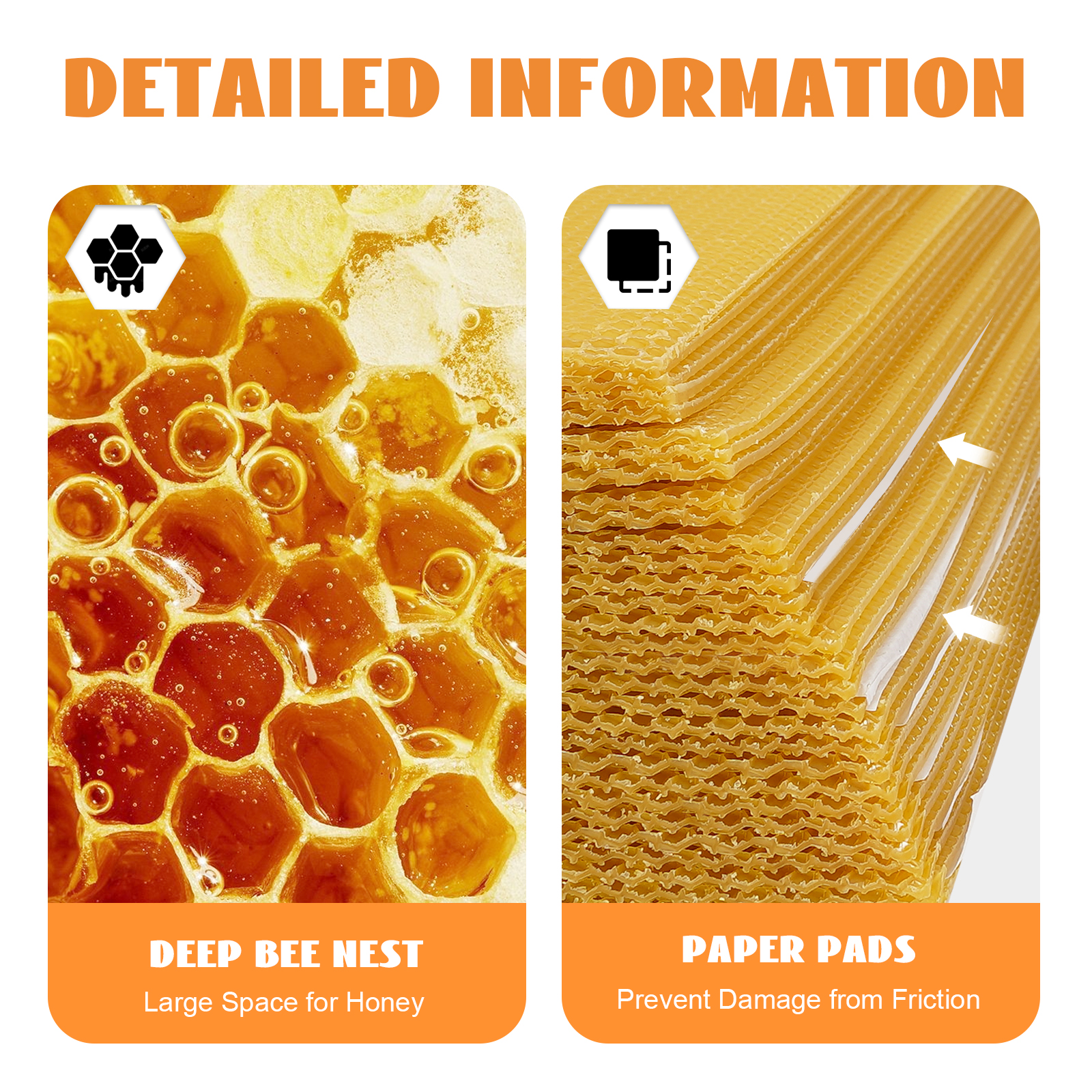 30-Pack Honeycomb Bee Wax Foundations, 195x415mm Standard Hive Frames, Premium Beekeeping Wax Sheets for Honey Production, US Stock (Beekeeping Essent