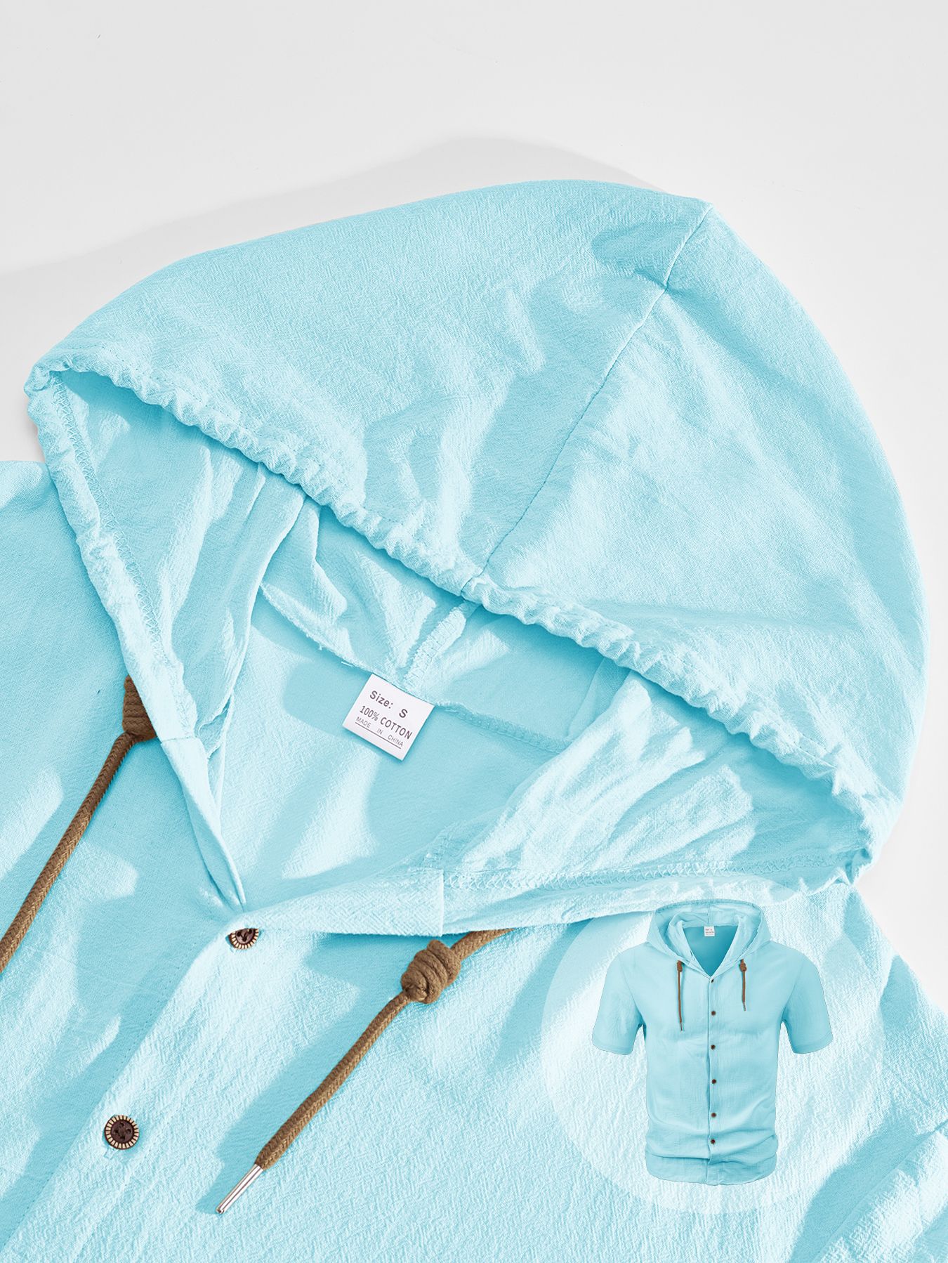 men shirt Summer Casual Shirts For men Cotton Linen Hoodies Men Summer Thin Breathable Linen Loose Hooded Size: S-3XL (European Size)