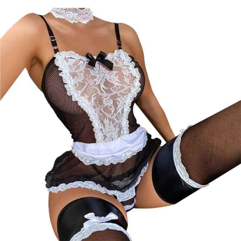Wholesale Erotic Lingerie Sexy Maid Seductive Sleepwear Passionate Fashion Nightclub Style Uniform Set