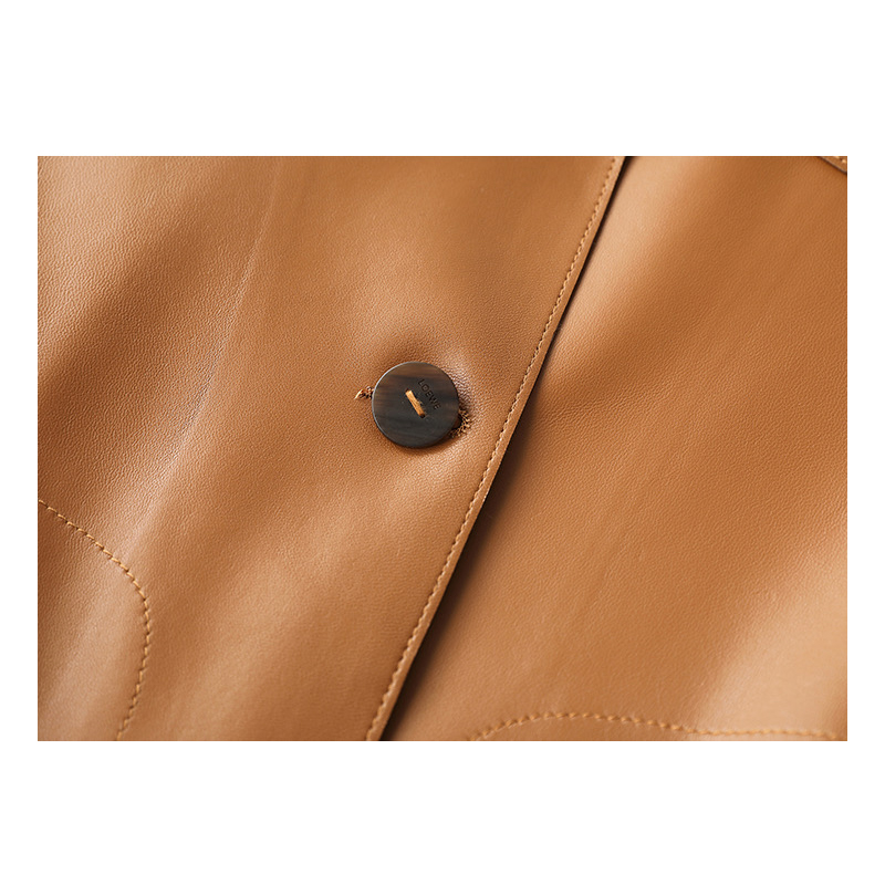 Loose black leather jacket, women's high-end retro casual motorcycle suit, leather jacket