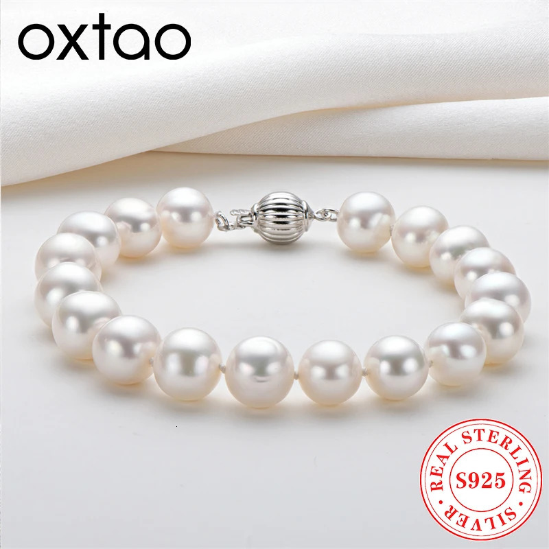OXTAO 925 Silver Natural Freshwater Pearl Bracelet WomenS Daily Wear Elegant Bracelet Jewelry Anniversary Birthday Gift 250604