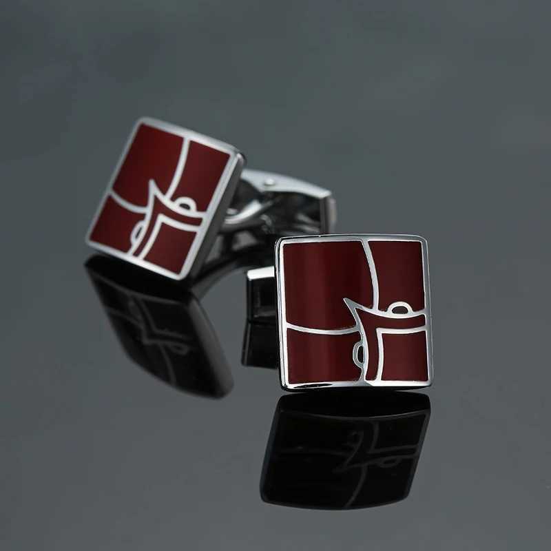 High quality retro patterned red floral cufflinks fashionable French shirt brass material brand designed mens wedding cufflinks W250606