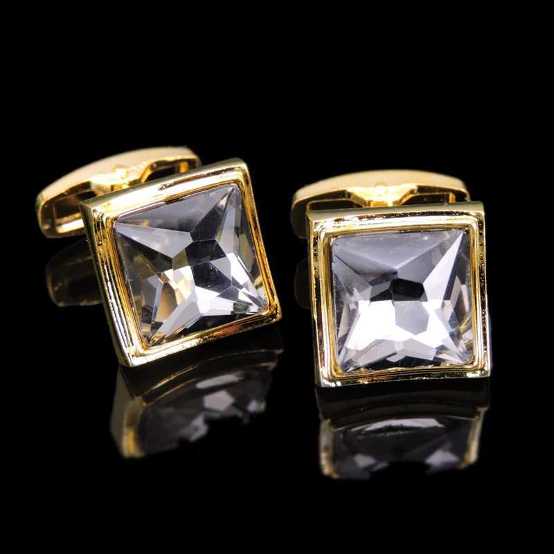 Copper material square white crystal Cufflinks fashion mens French shirt cuff buttons womens jewelry W250606