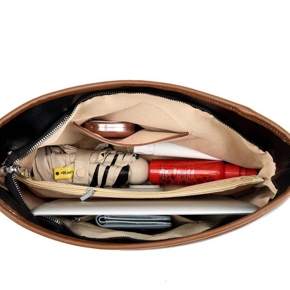 OLOEY High Quality Soft Pu Leather Shoulder Hand Bags for Women Mother Handbags Color Contrast Crossbody Bag Small Casual Tote 2 Strap