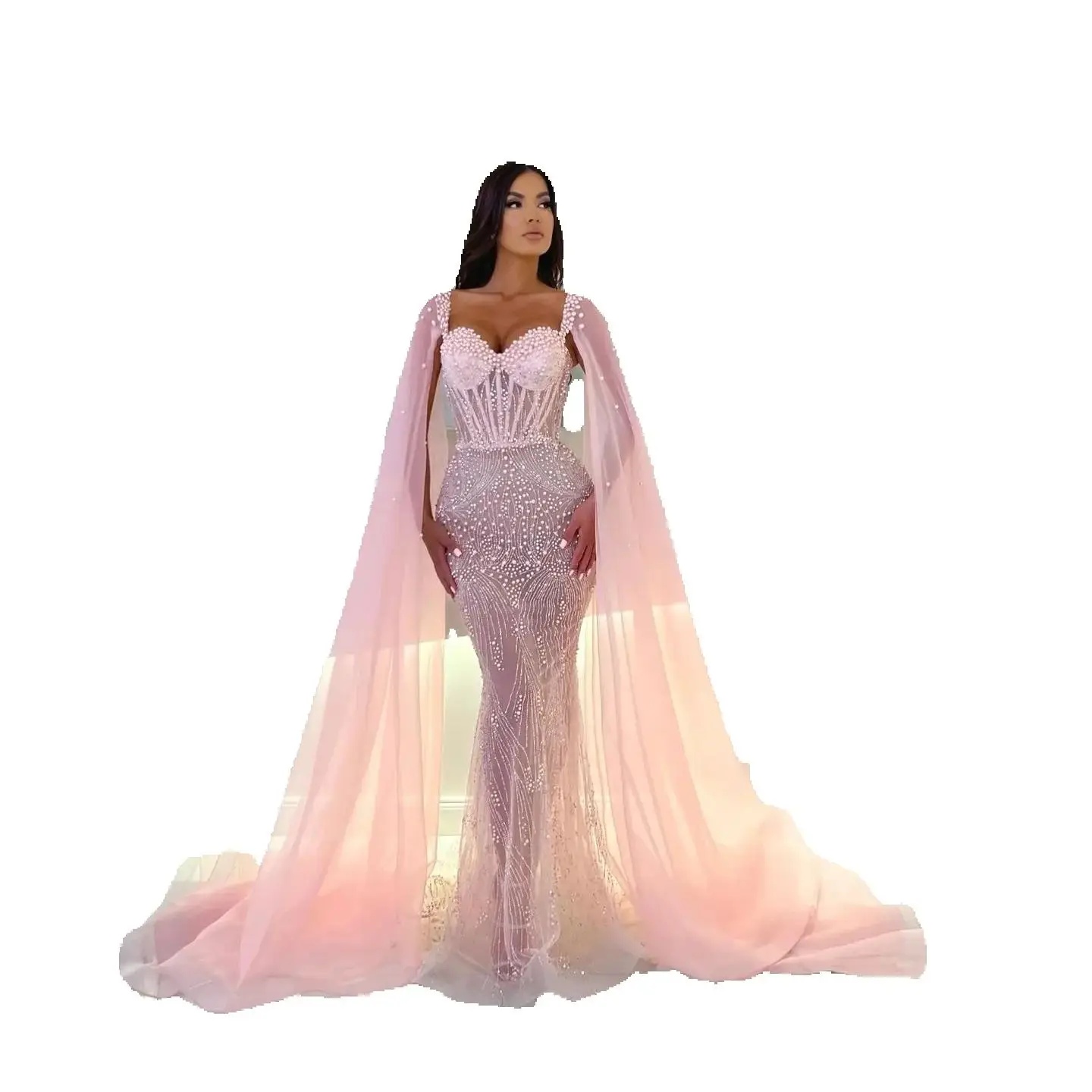 Illusion Pearls Prom Dresses Elegant Sequined Corset Evening Dress Sweetheart Floor Length Celebrity Party Gown Customized