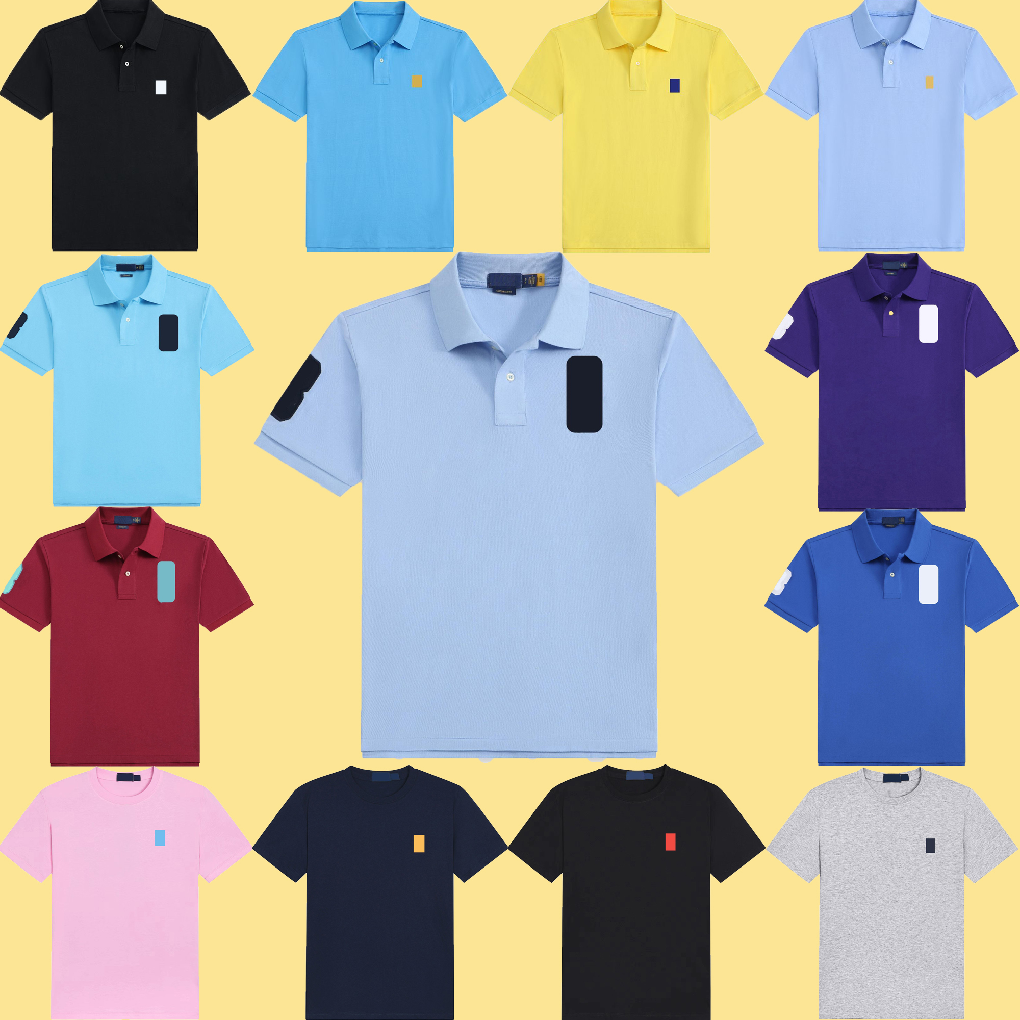 Designer t shirt men's POLO ralphh laurent shirt brand high quality casual loose solid color cotton pony embroidery polos