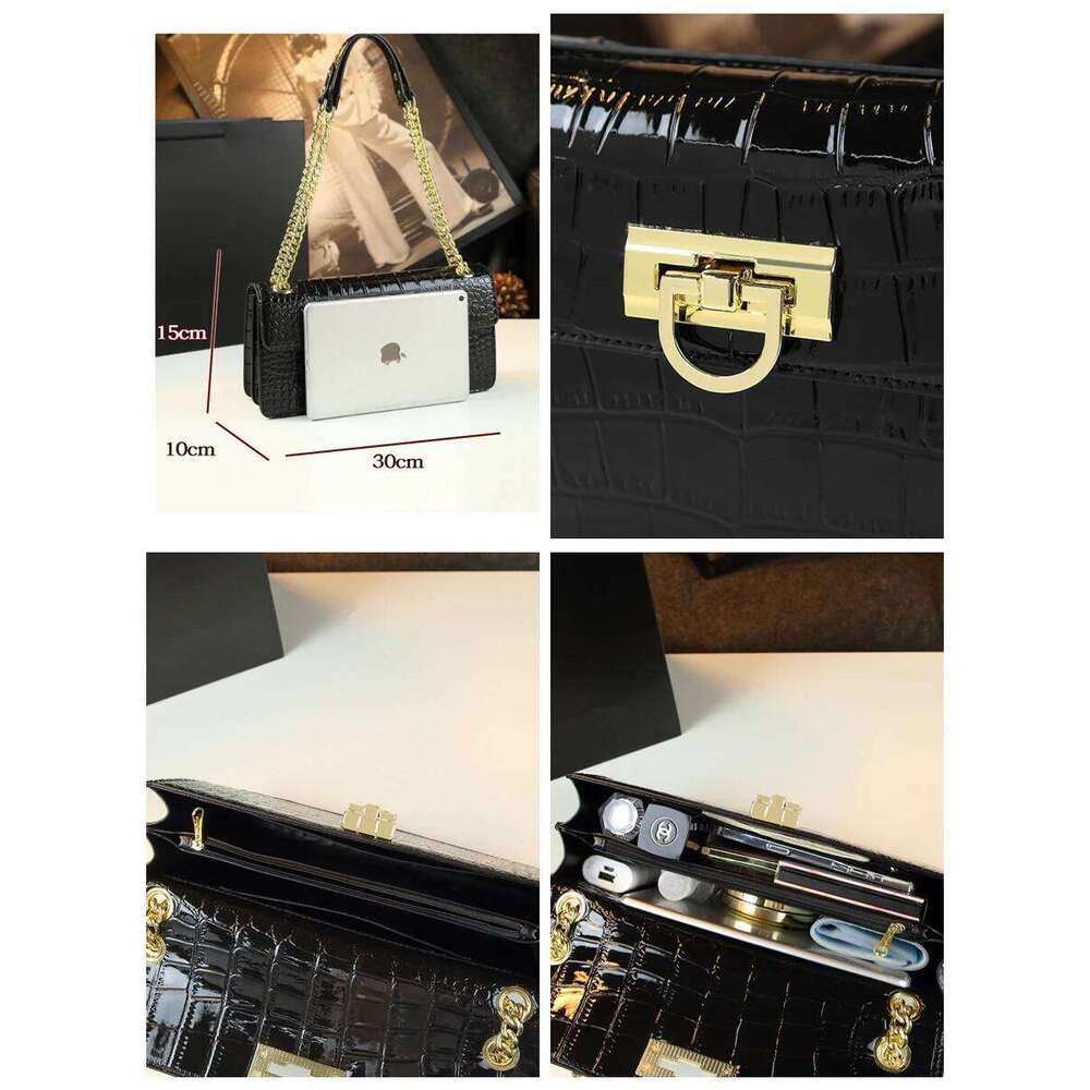 2025 New Fashion Leather Women Handbags Crocodile Pattern Small Chain Shoulder Crossbody Bag Design Underarm Bags