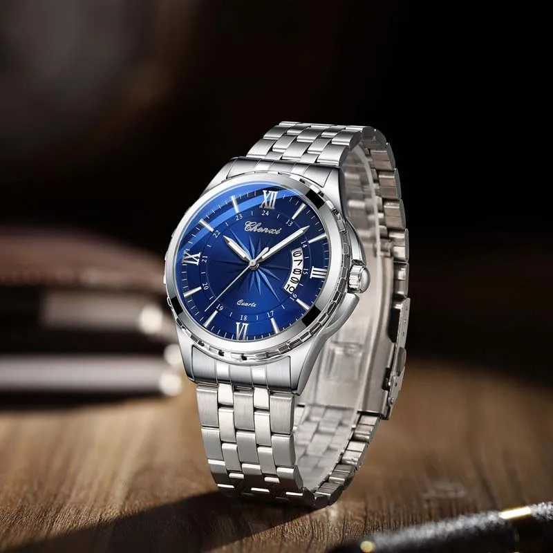 CHENXI Brand Silver Mens Watch Fashion Business Waterproof Calendar Quartz Wristwatch Mens Clock Stainless Steel Y250605