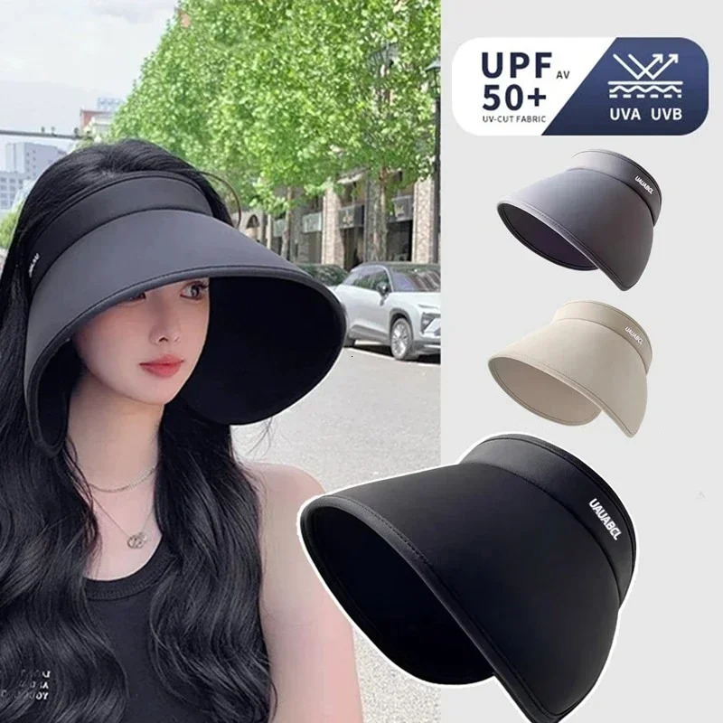 Summer Casual Empty Top Sun Hats Portable Wide Large Brim Cap UV Protection Foldable Visor Girl Sunshade Beach Hiking Hat 250603