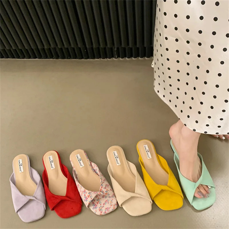 Summer Womens Beach Vacation Slippers Fashion Flower Flats Slides Party Dress Candy Color Female Shoes 250605