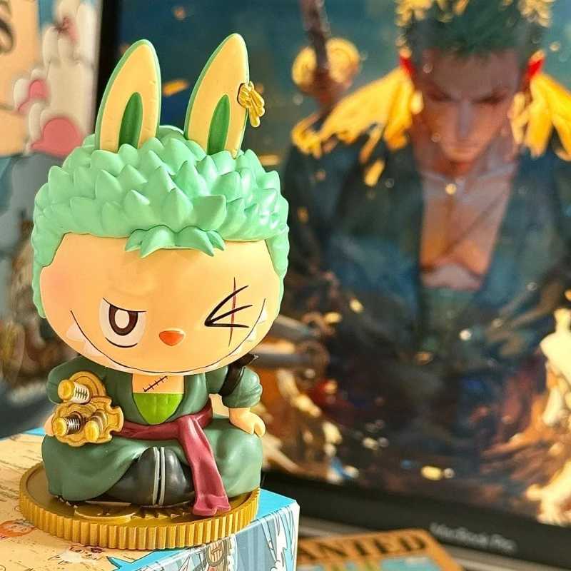 Original The Monsters X One Piece Series Blind Box Labubu Luffygears5 Zoro Chopper Sabo Brook Sanji Anime Figure Model Desktop X250606