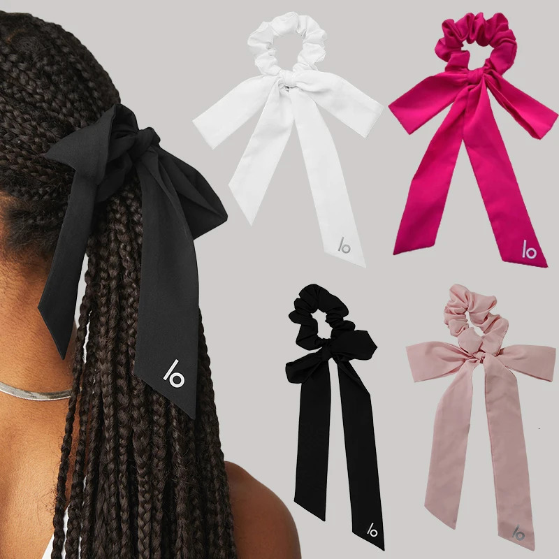 LO Love Knots Tie Scrunchie Elegant Solid Color Yoga Fashion Hair Accessories Womens Bow Fixed Ponytail Sports Headband 250529