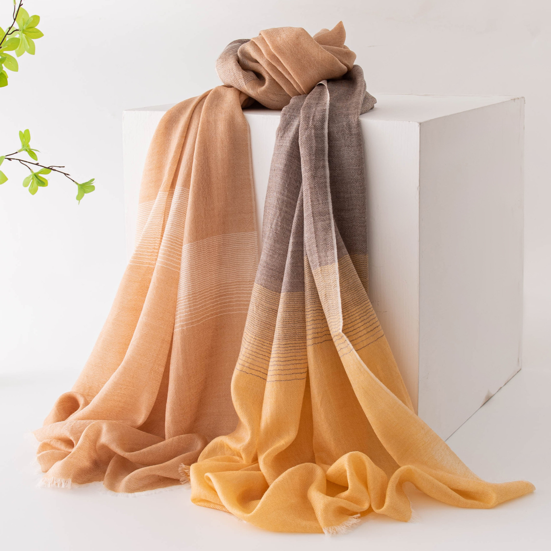 K397 Gentle style gradient color 100% wool scarf 25 new scarf thin air conditioner mattress