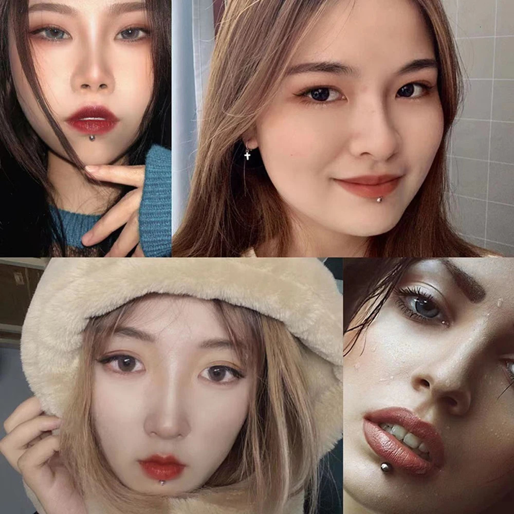 10Pc/50Pc G23 Ttianium Labret Ear Lip Stud Jewelry Square CZ Stone Cartilage Tragus Earring Tongue studs Threaded Body Jewelry 250605