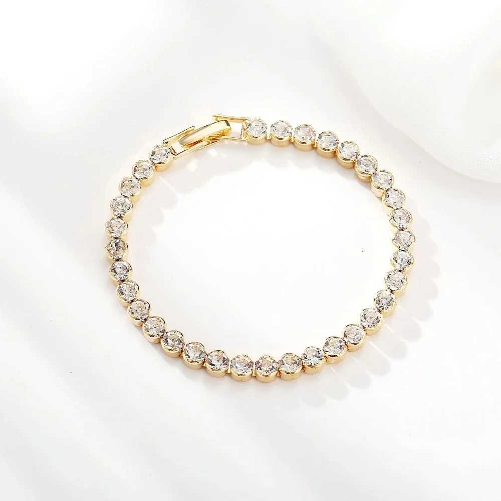 Luxury Crystal Tennis Bracelets For Women Wedding Gift Gold Silver Color Metal Roman Chain Bracelets Bangles Jewelry W250606