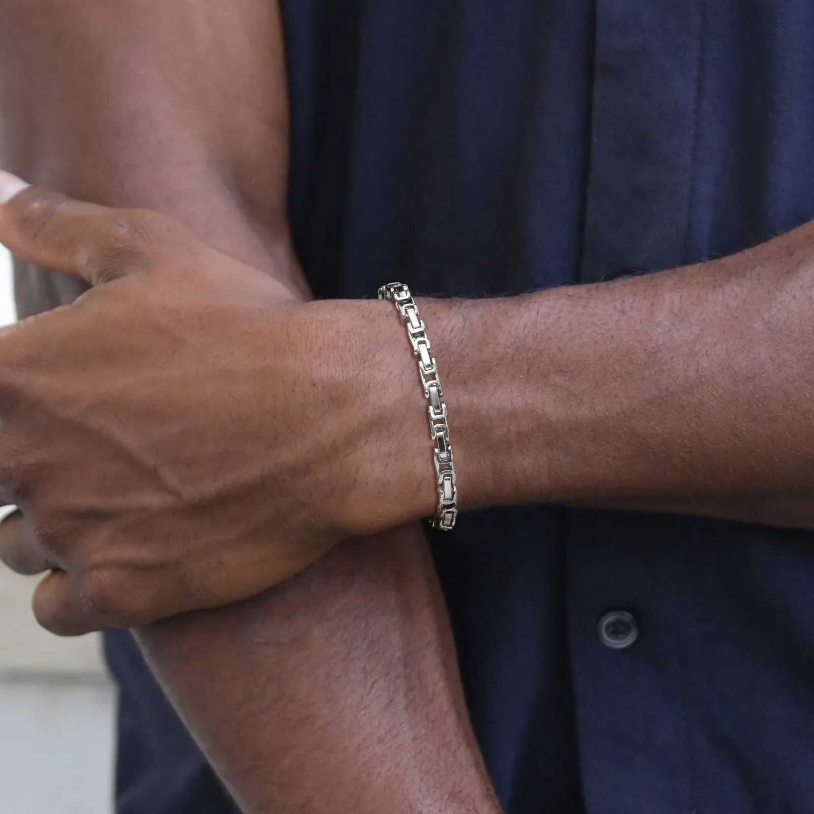 Vnox Mens Byzantine Bracelets Antique Stainless Steel Link Chain Wristband Vintage Retro Simple Male Jewelry Christmas Gift W250606