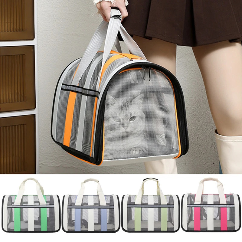 Pet Carrying Bag Outing Portable Cat Dogs Handbag foldable small to medium dog cage mesh handbag 250603