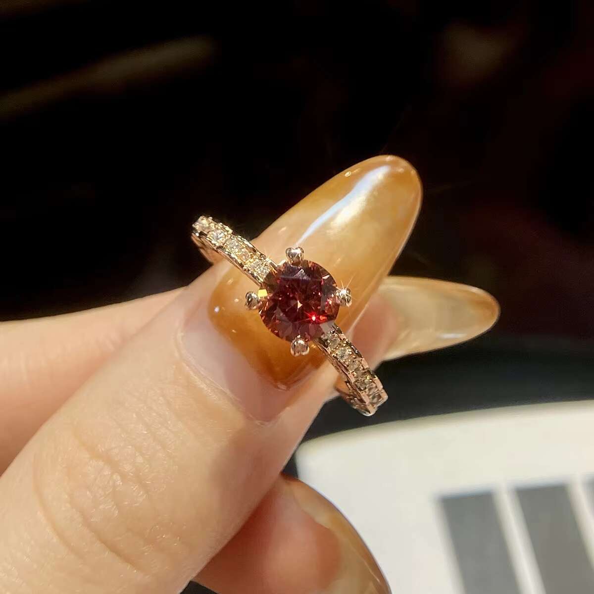 925 Sterling Silver 18k Rose Gold Plated Gra CertificateRound Shape Moissasnite Wedding Ring Women ATTAGEMS Fine Jewelry