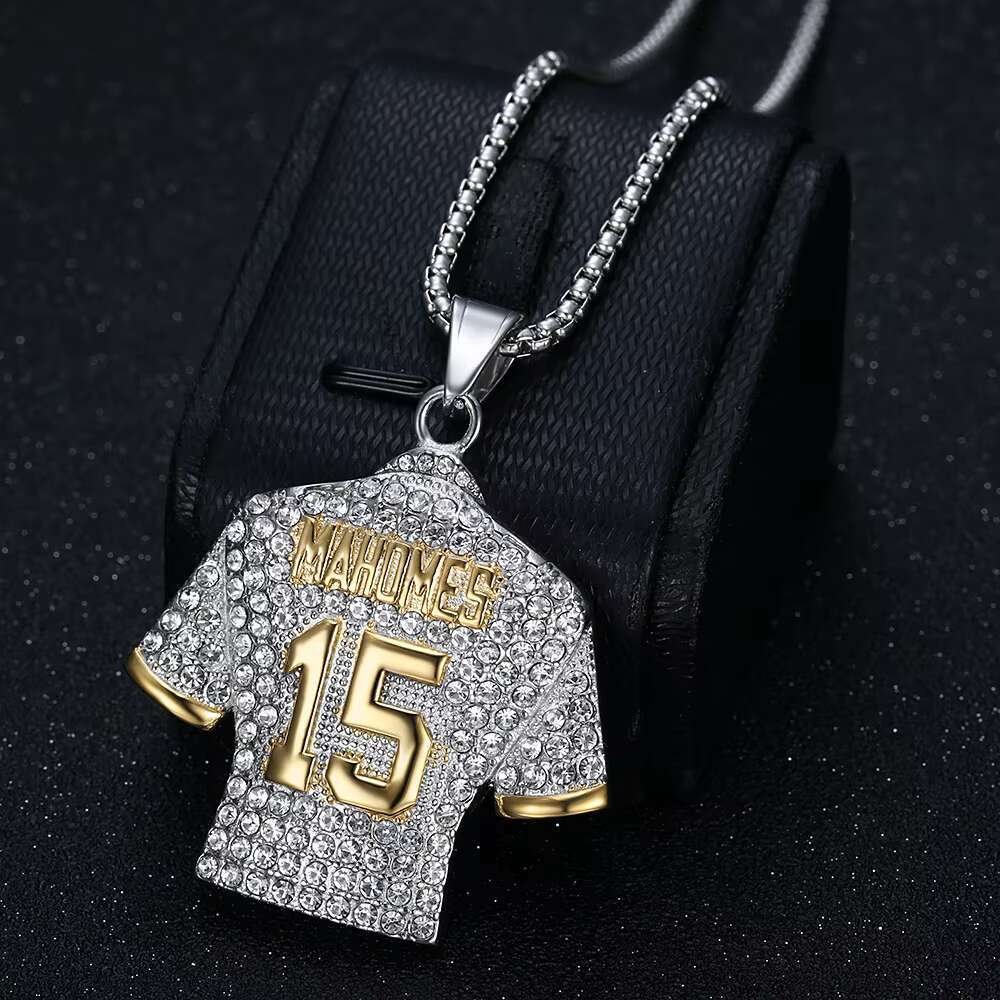 Fashion Mahomes Stainless Steel Unisex Hip Hop Pendant Necklace Gold Plated Jersey Number 15 Football Punk Link Jewelry Charms