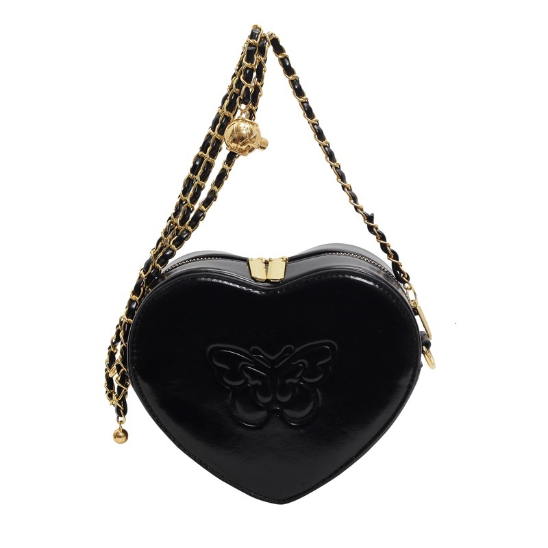 Free Shipping Designer Bag New Heart-shaped Fashionable Butterfly Printed Trendy Love For Women Niche Design Chain Crossbody Bag