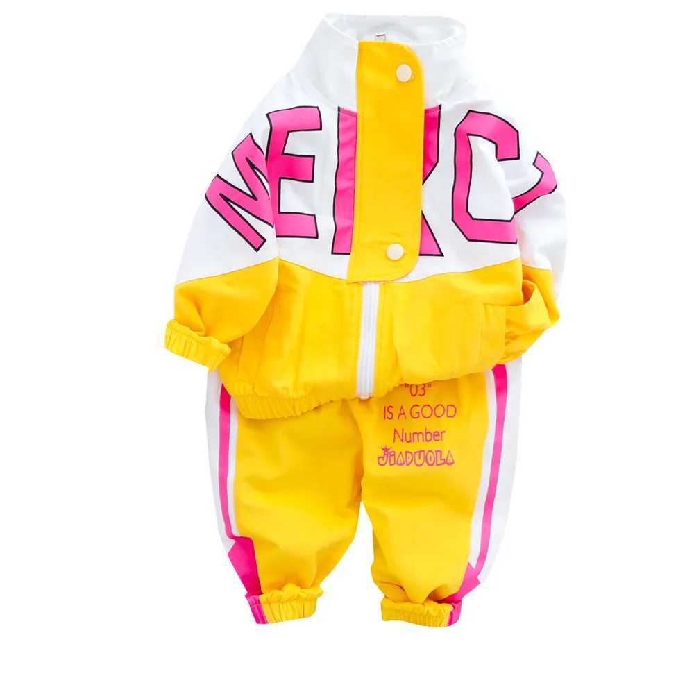 2024 Kids Tracksuits Set Fashion Spring Autumn Baby Girl Boys Casual Letter Jacket Pants 2Pcs/Set Toddler Cotton Costume0-5Y R250606