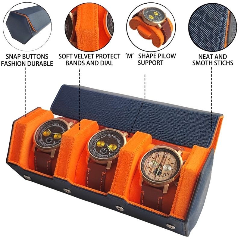 123Slot Watch Roll Travel Case Portable Vintage Leather Display Storage Box Organizers Men Christmas Gift y250519