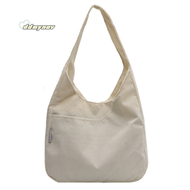 Corduroy Large Capacity Shoulder 2024 New Korean Fashion Casual Canvas Bag for Women ddmynov