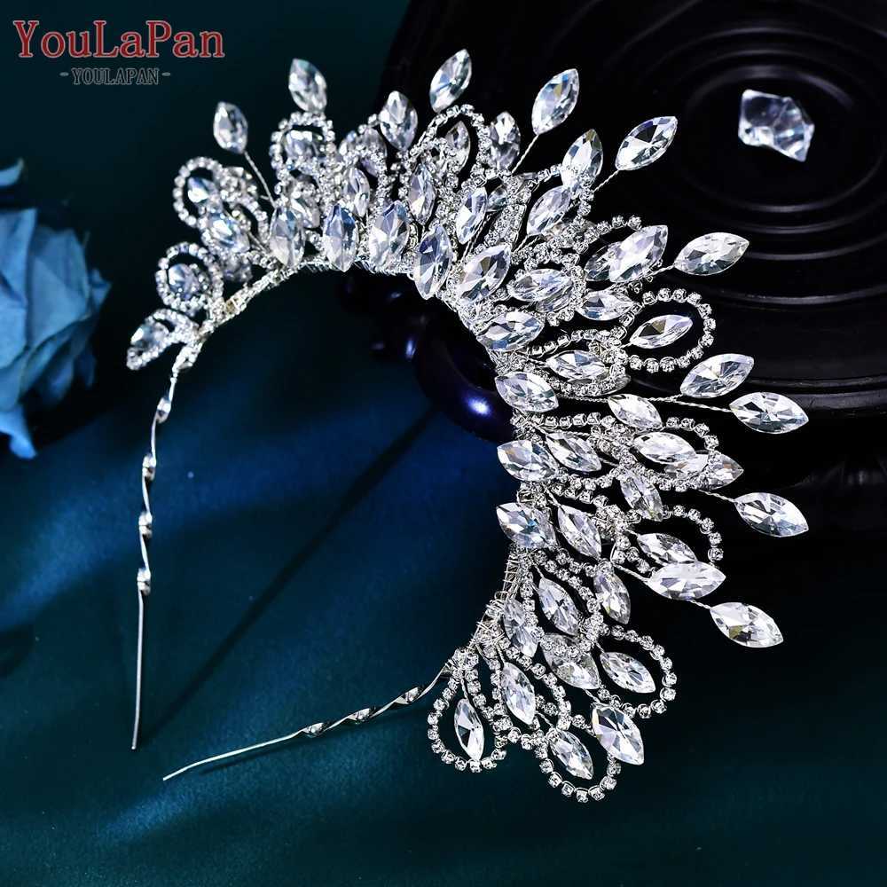 YouLaPan Big Rhinestone Tiara Crown Bridal Wedding Headband Handmade Crystal Head Pieces Woman Banquet Hair Accessories HP616 Z250605