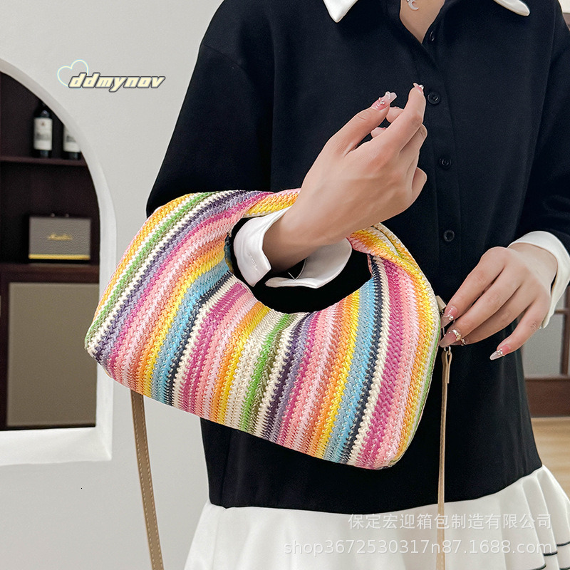 Women's Fashion 2025 New Straw Woven Shoulder Handbag Underarm Bag for Women ddmynov