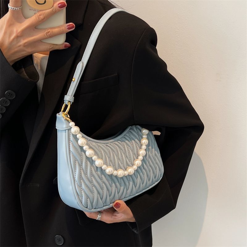 2025 Summer New Women's Bag New Summer White Women's Small Crossbody Bag Handbag Advanced Chain Shoulder Bag Designer Wrinkled Pattern Cross