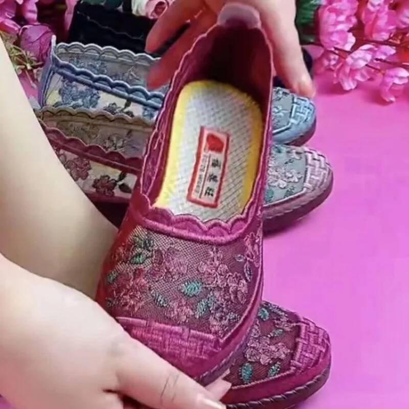 Ddmyoutdoor Women Summer Female Tennis Fashion Casual Flats Mom Hollow Out Middle Aged And Elderly Mesh Soft Sole Shoes Outdoor Shoes