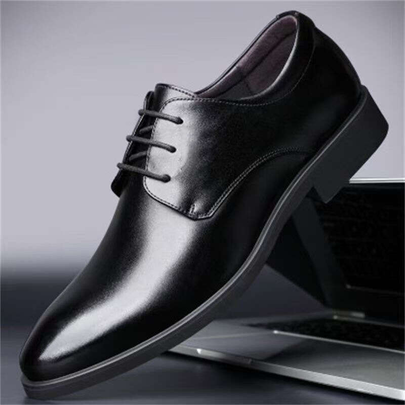 Supermarket Soft Sole British Business Formal Leather Men's Height Increasing Single Casual Suit Shoes