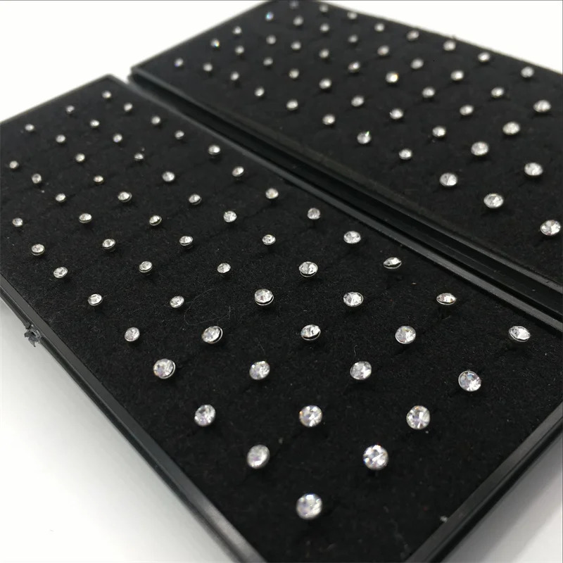 60Pcs Fashion L Shape Rhinestone Crystal Stainless Steel Nose Piercing Ear Bone Women Hypoallergenic Body Jewelry Piercing 250605