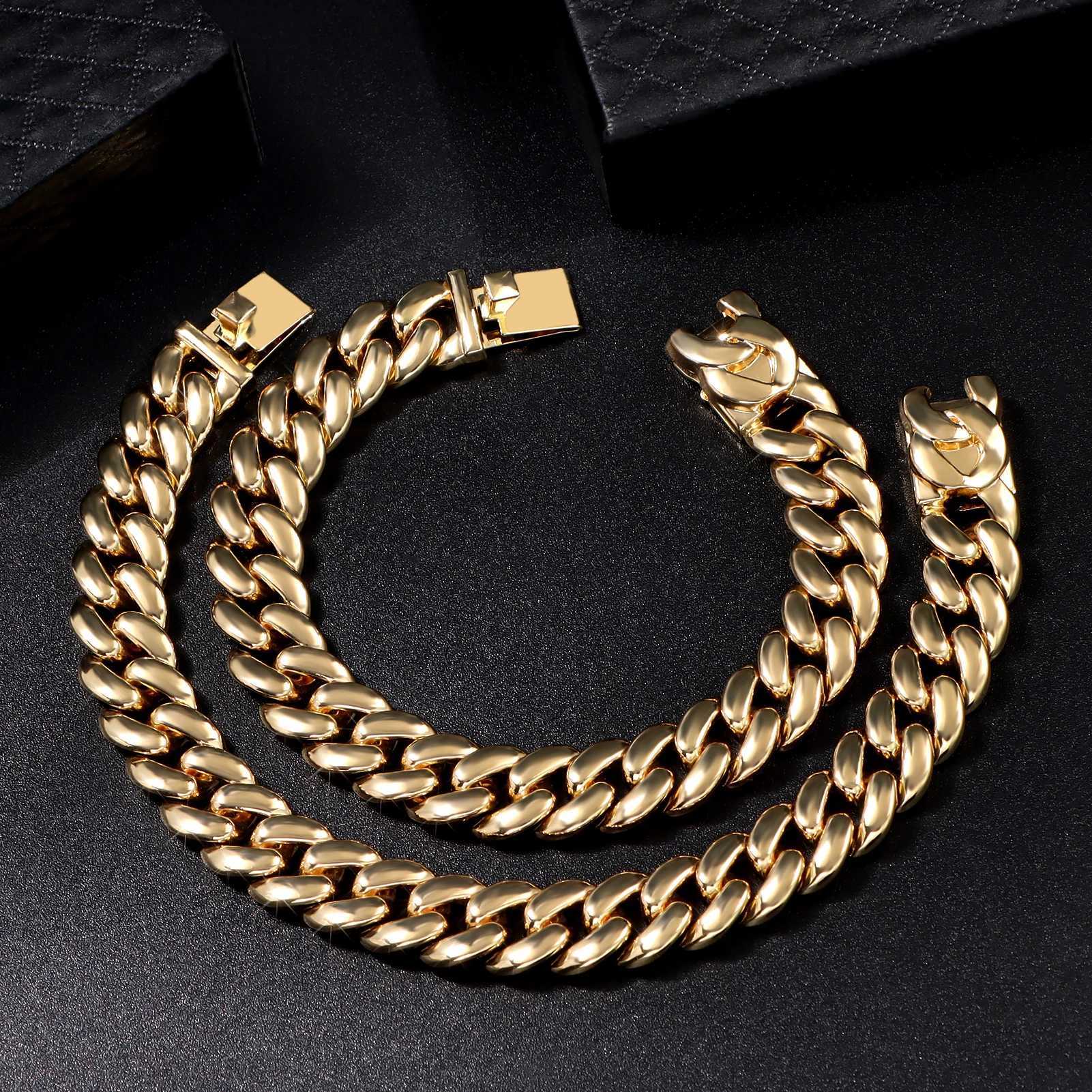 7/8/9inch Gold Color Cuban Link Chain Bracelets Men Women Hiphop Chunky Miami Cuban Chain Bracelet Wristband Punk Jewelry W250606