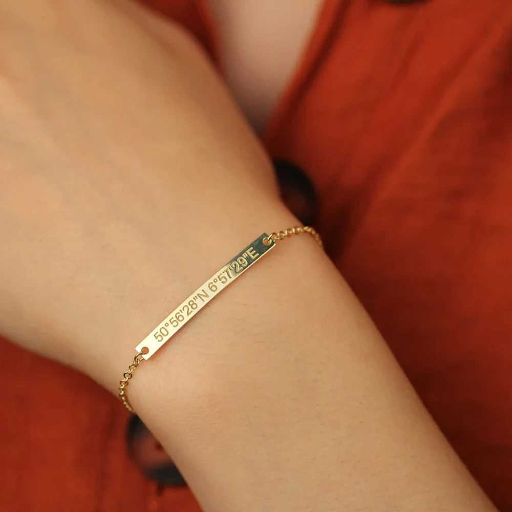 COOLTIME Personalized Custom Bracelet Stainless Steel Engraved Name Couple Bracelet Jewelry Birthday Gift New W250606
