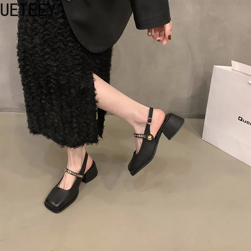 Square Toe Women Mary Jane Shoes Fashion Shallow Shoes Spring Ladies Elegant Party Dress Pumps 250605
