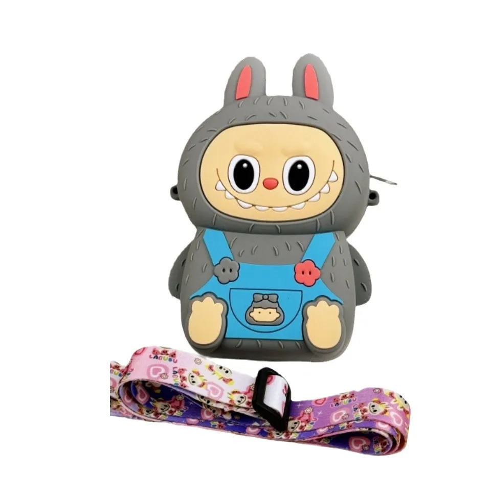 Anime Labubu Silicone Coin Purse Cartoon Messenger Bag Cute Crossbody Girls Allmatch Shoulder Kids Party Gifts 250605