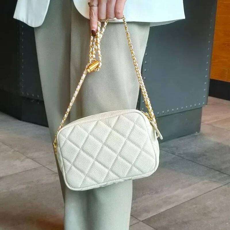 Genuine Leather Women's Rhombus Fashion Chain Soft Cowhide Shoulder Messenger Casual Crossbody Designer Bags For Women 2025/06/06