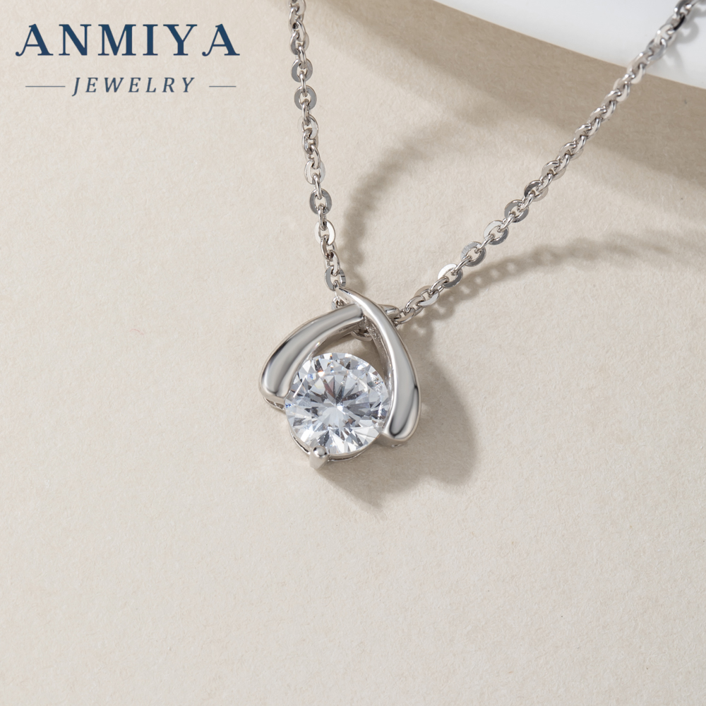 Sterling Silver Intersect Zc Stone Collarbone Diamond Necklace Shine Earrings Set 925 Silver for Women