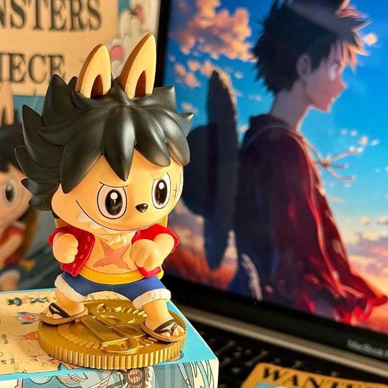 Original The Monsters X One Piece Series Blind Box Labubu Luffygears5 Zoro Chopper Sabo Brook Sanji Anime Figure Model Desktop X250606